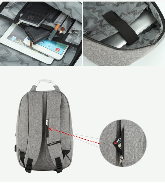 New Hard Shell Water-Repellent USB Charging Laptop Computer Outdoor Travel Backpack