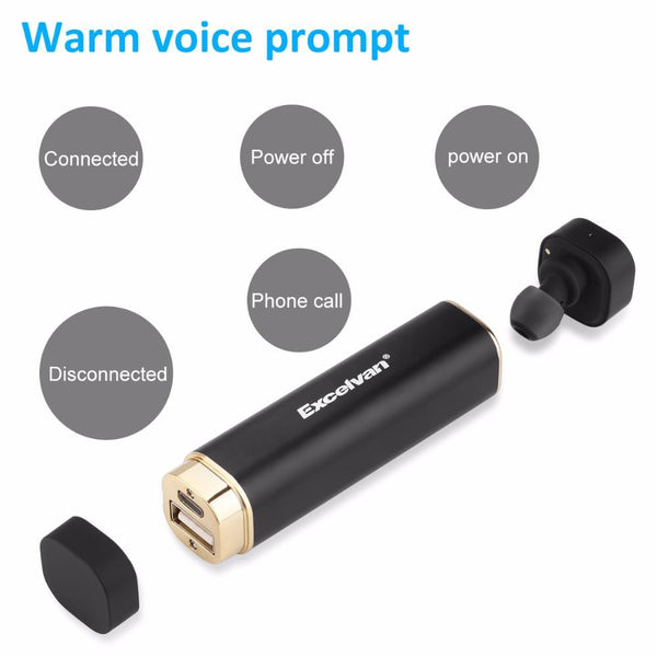 Excelvan K1 Bluetooth Stereo Handsfree One-Piece Earphone With Power Bank