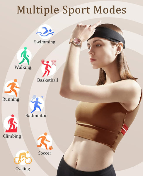 New Women's Smart Watch 1.3'' Large HD Screen IP68 Waterproof Heart Rate Monitor Sport Smartwatch