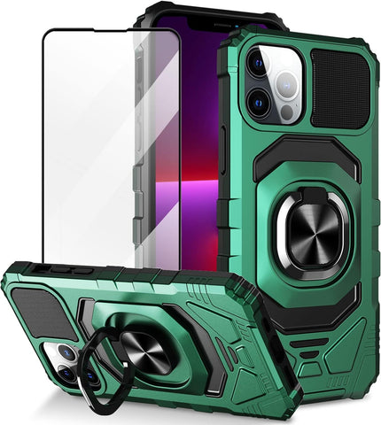 New Protective Magnetic Bumper Case For iPhone 13 Pro Max Series W/ Camera Lens Slide Cover Kickstand