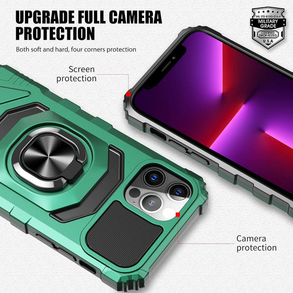 New Protective Magnetic Bumper Case For iPhone 13 Pro Max Series W/ Camera Lens Slide Cover Kickstand