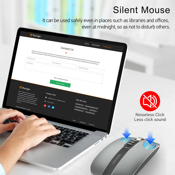 New Noiseless Rechargeable Super Compact Wireless Mouse For PC Mac Tablets