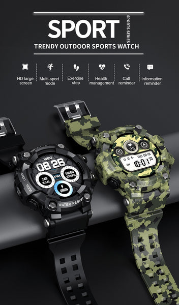 New Multisport HD Large Screen Camouflage-Styled Fitness Tracker Smart Watch For Android IOS