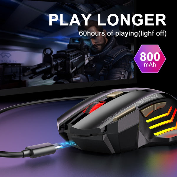 New Wireless Ergonomic Rechargeable LED Gaming Mouse For PC Mac Tablets