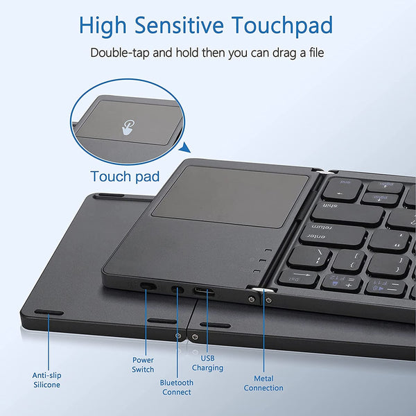 New Super Portable Foldable Mini Keyboard With Touchpad For PC Mac Android IOS Tablets