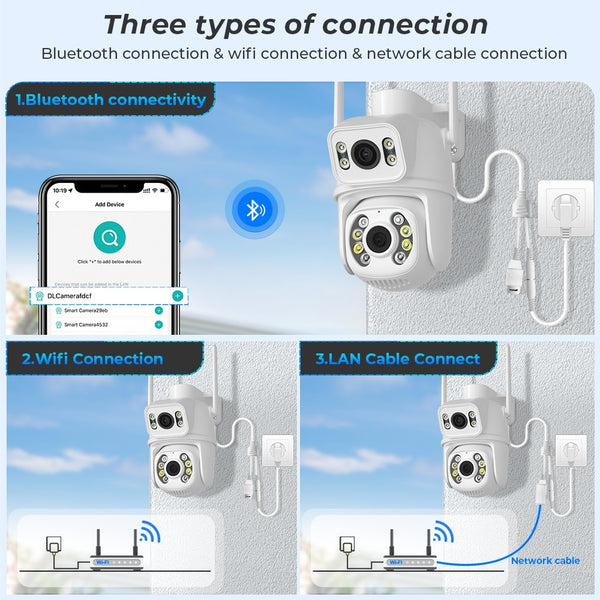 New 8MP Dual Lens Screen Wireless Outdoor Camera With Auto Tracking AI Human Detection