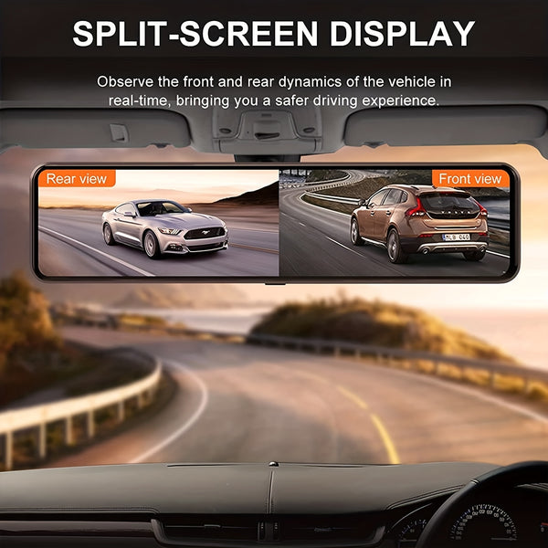 New 12'' Large Touch Screen Front & Rear Dual Lens Dash Camera With Loop Recording