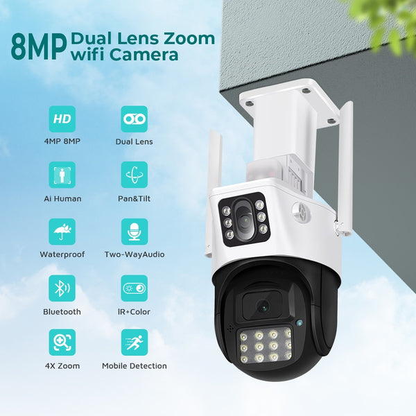 New 8MP Dual Screen Light Modes Outdoor Security Surveillance Camera With AI Auto Tracking