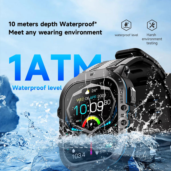New Multisport Rugged Outdoor Waterproof Smart Watch Fitness Tracker With Bluetooth Calling