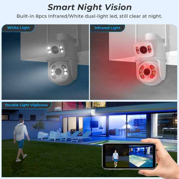 New 8MP Dual Lens Screen Wireless Outdoor Camera With Auto Tracking AI Human Detection