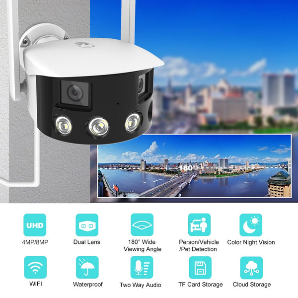 New 4MP Ultra Wide View Angle Outdoor Panoramic SecurityCamera With AI Human Detection