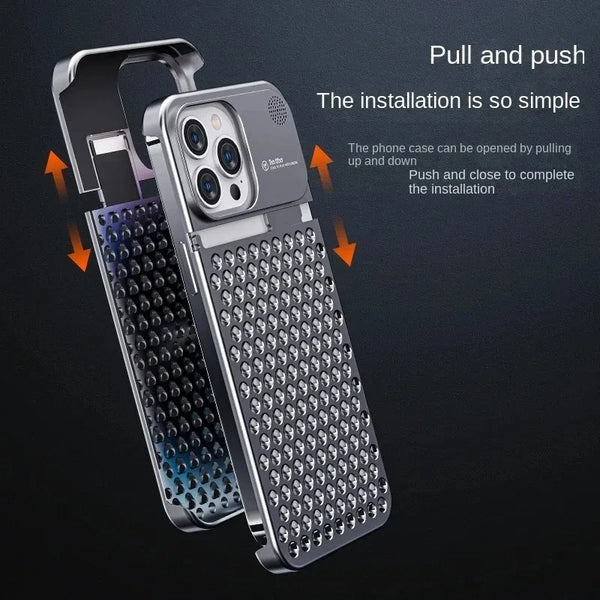 New Metallic Cooling Rimless Hollow Phone Case Cover With Heat Dissipation For iPhone 13 14 15 Series