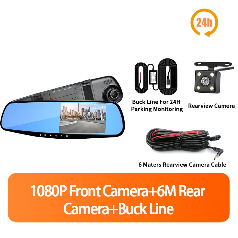 New 4.3'' HD 1080P DVR Dual Lens Video Recorder Dashcam Rearview Mirror