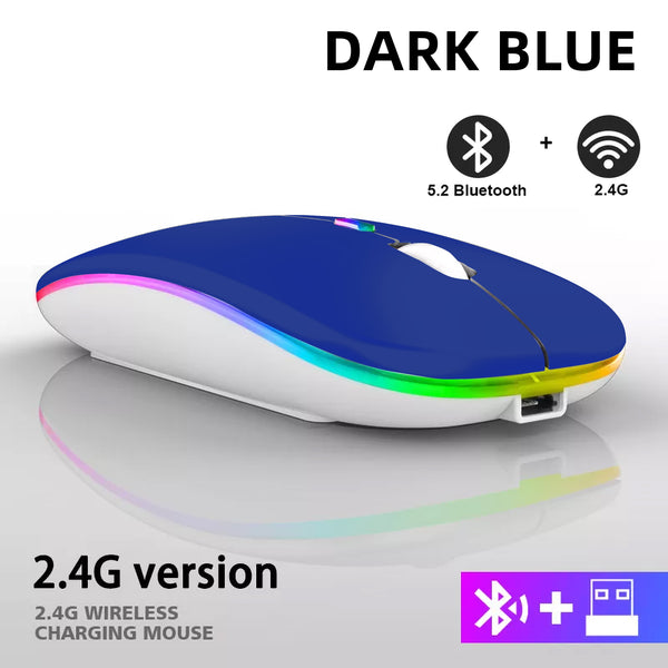 New Ultra Slim 2.4GHz Rechargeable LED USB Bluetooth Wireless Gaming Mouse For PC Mac & Tablets