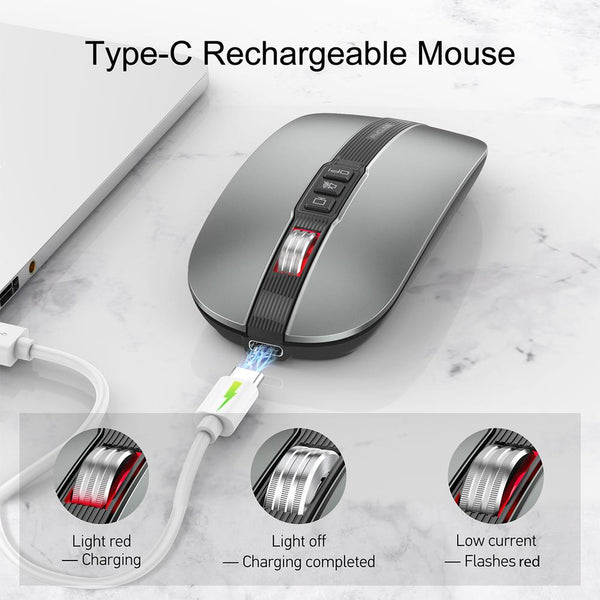 New Noiseless Rechargeable Super Compact Wireless Mouse For PC Mac Tablets