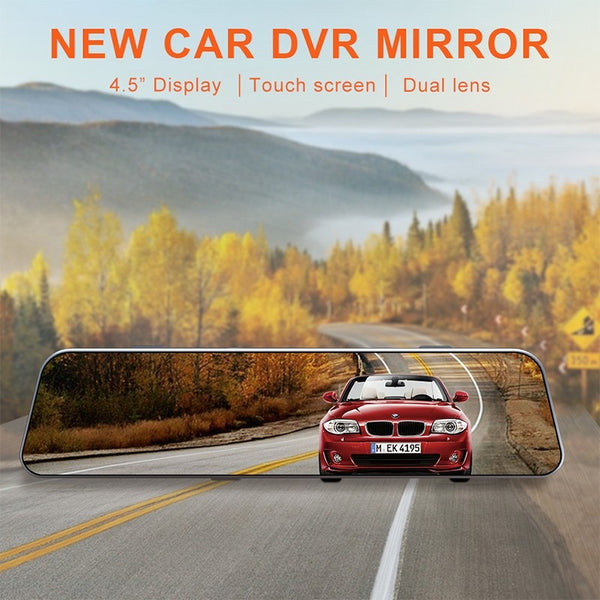 New 1080P Dual Lens Touch Screen Rear View Mirror Dash Cam DVR Recorder With Loop Recording