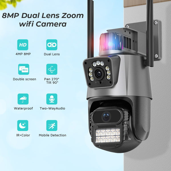 New 8MP Dual Lens Outdoor Security Video Surveillance Camera With Auto Tracking