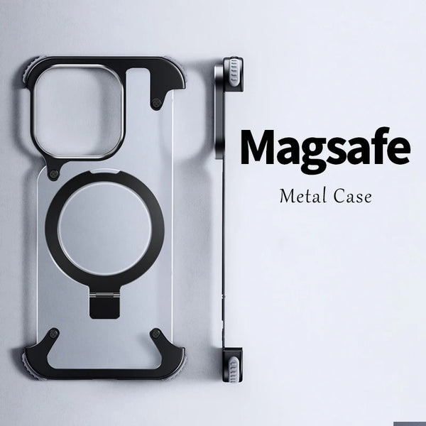 New Rimless Magnetic Metallic Shell Case Cover For iPhone 13 14 15 Series