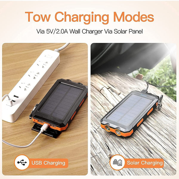 New 20000 mAh Dual USB Portable Solar Power Bank Dual USB Charger With Flashlight