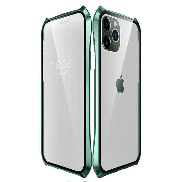 New Magnetic Adsorption Metal Tempered Glass Coque Case Cover For iPhone 11 Pro Max Series
