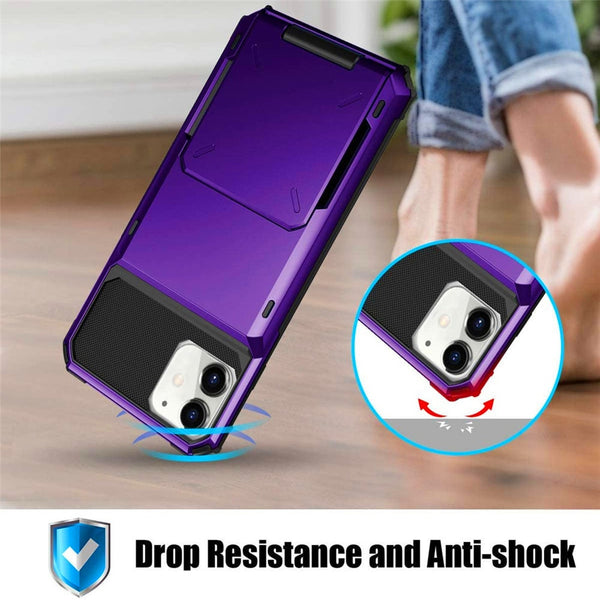 New Protective Drop-Resistance Case With Hidden Credit Card Slot For iPhone 14 13 12 Pro Max Series