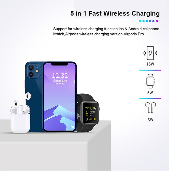New 3-in-1 Fast Charging Wireless QI Charger Station For iPhones Apple Watch Airpods