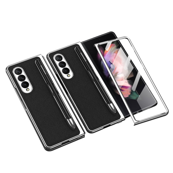 New Protective Leather Bumper Cover Case With Pen Slot For Samsung Galaxy Z Fold 3 Series