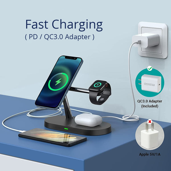 New 3-in-1 Fast Charging Wireless QI Charger Station For iPhones Apple Watch Airpods