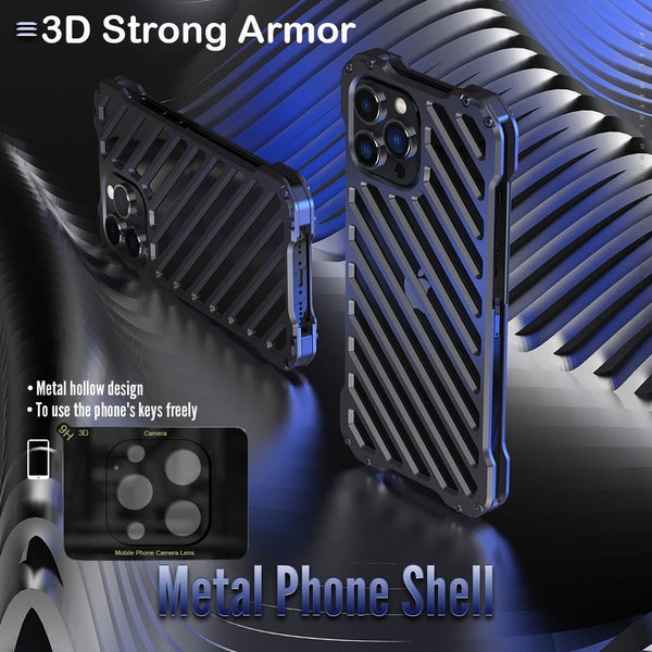 New 3D Metallic Armor Protective Frame Cover Case Bumper With Lens Cover For iPhone 14 13 12 Series