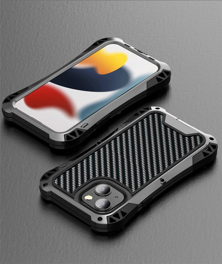 New Carbon Fiber Suited Outdoor Shockproof Alloy Case Cover for iPhone