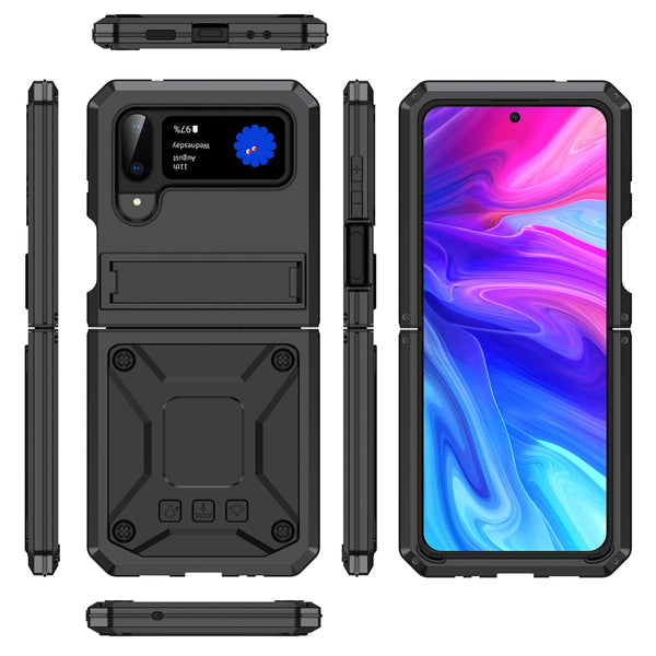 New Heavy Duty Protective Armor Coque Bumper Case With Kickstand For Samsung Galaxy Z Flip 3 4 Series