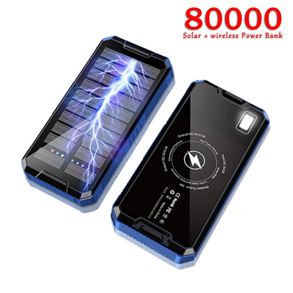 New High Capacity 80000mAh Outdoor Travel Solar Power Bank External Charger With LED Flashlight