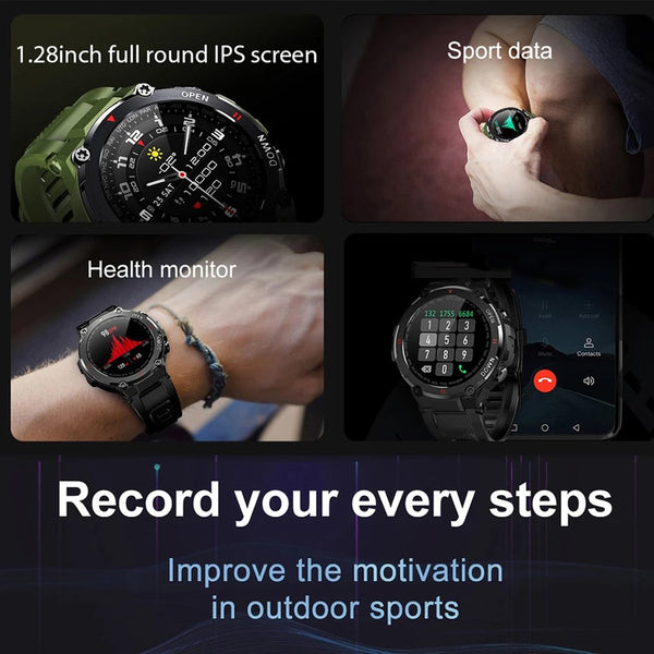 New Rugged Outdoor Sports Fitness Tracker Bluetooth Smart Watch For Android IOS