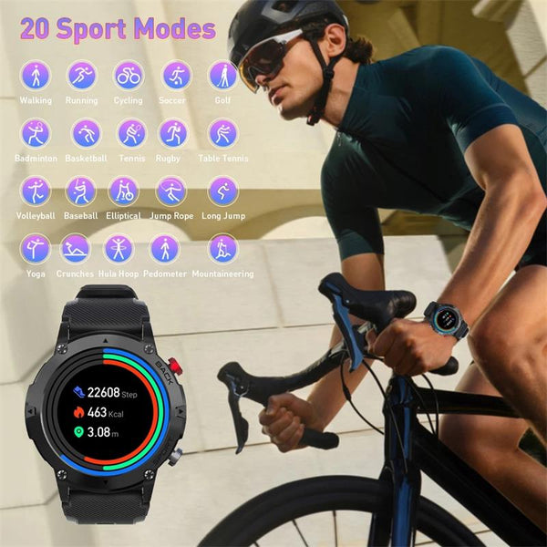 New Outdoor Sports Fitness Tracker Bluetooth Smart Watch With HD Full Touchscreen For Android IOS