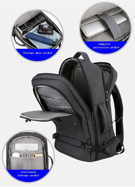 New Large Capacity Multifunctional Business Travel Water-Resistant Backpack Laptop Bag With USB Port