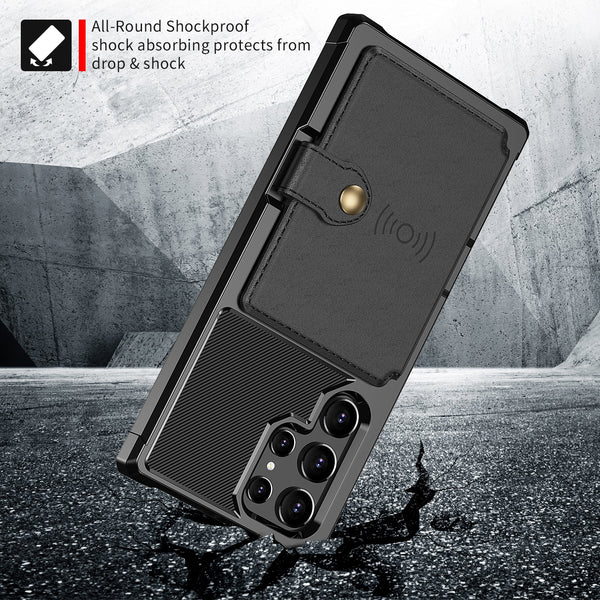 New Flip Wallet Credit Card Slot Protective Armor Case For Samsung Galaxy S23 S22 Plus Ultra Series