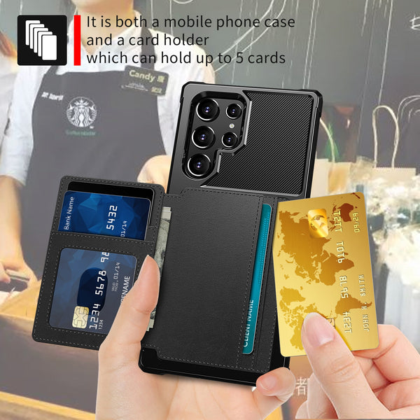New Flip Wallet Credit Card Slot Protective Armor Case For Samsung Galaxy S24 S23 S22 Plus Ultra Series