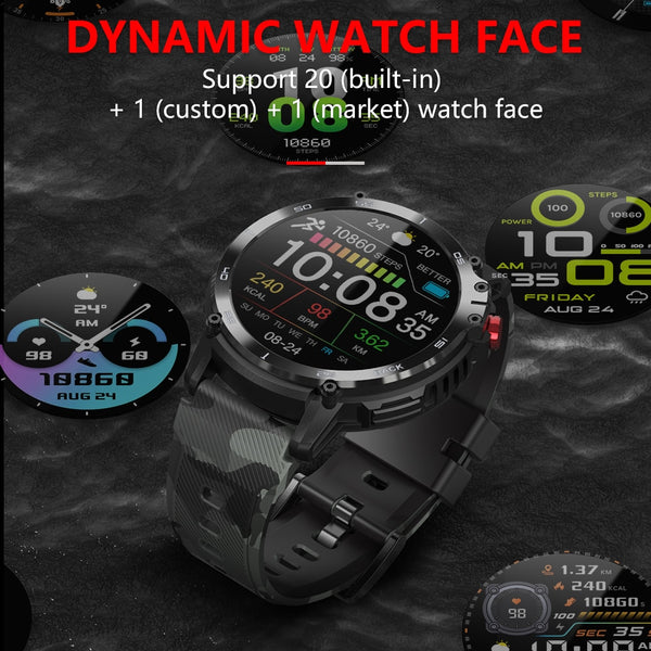 New Dynamic IP68 Water-Resistant Rugged Outdoor Sports Fitness Tracker Smart Watch
