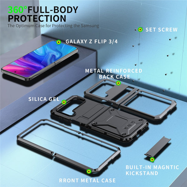 New Heavy Duty Protective Armor Coque Bumper Case With Kickstand For Samsung Galaxy Z Flip 3 4 Series