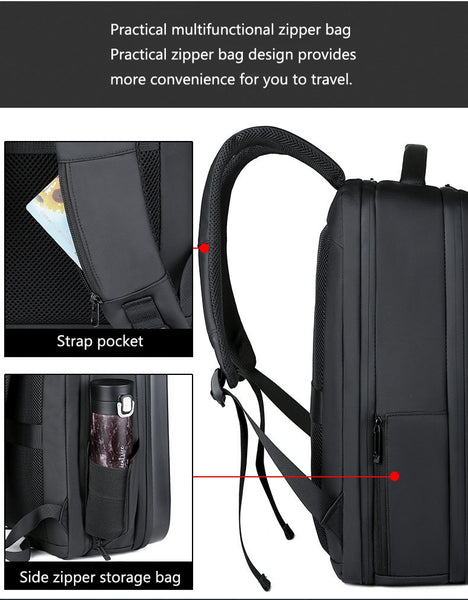 New 17.3 Inch Super Compact Hard Shell Water Resistant Travel Backpack Laptop Bag With USB Port