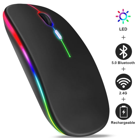 New Ultra Slim 2.4GHz Rechargeable LED USB Bluetooth Wireless Gaming Mouse For PC Mac & Tablets