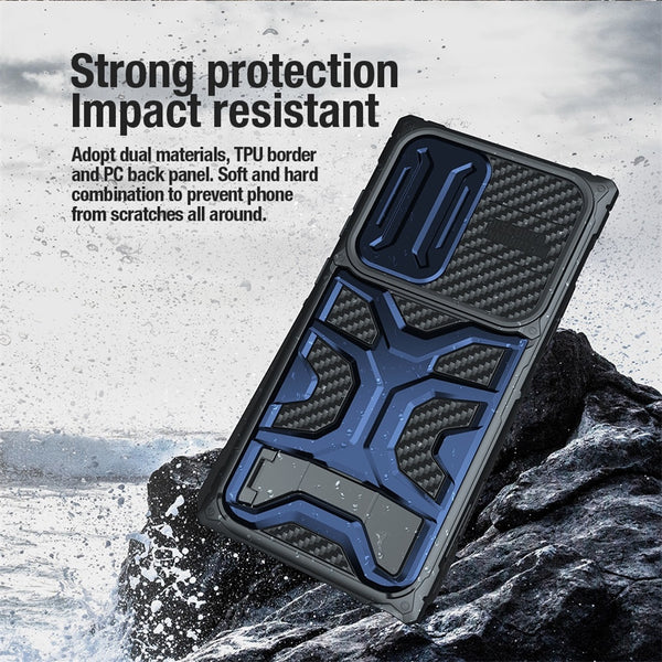 New Adventurer's Super Slim Compact Rugged Case Bumper With Camera Slide Cover Kickstand For Samsung Galaxy S23 Ultra