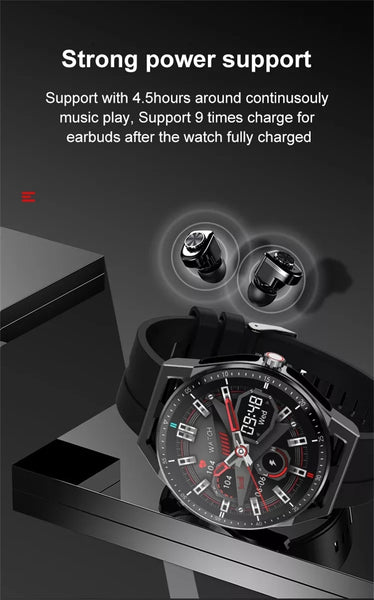 New 2-In-1 Multisport Fitness Tracker Smart Watch With HIFI Wireless Stereo Earbuds