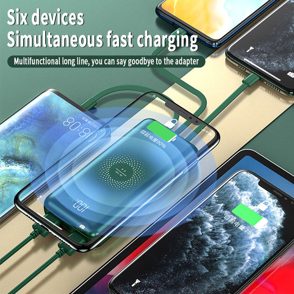 New Ultra Slim 30000mAh Portable Wireless Charger Power Bank With Cables For Travel Camping