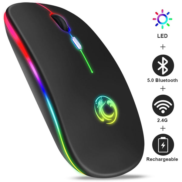 New Ergonomic Rechargeable Wireless Bluetooth LED Gaming Mouse With Dual Mode For PC Mac Tablet