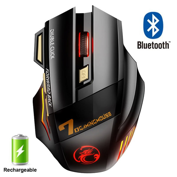 New Wireless Ergonomic Rechargeable LED Gaming Mouse For PC Mac Tablets