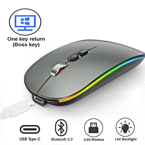 New Ultra Slim Rechargeable Dual Mode LED Gaming Mouse For PC Mac Tablets