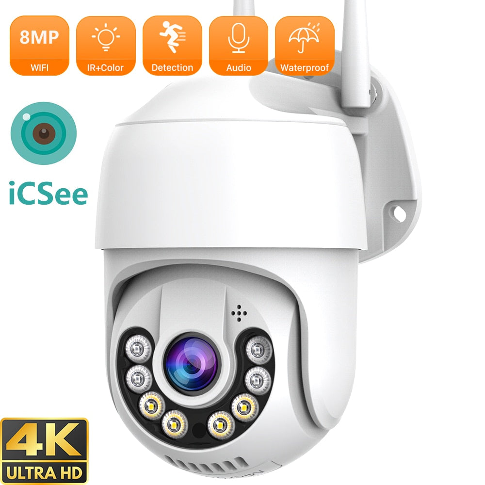 New 8MP Ultra HD Outdoor Security Surveillance WIFI Camera With AI Human Detection