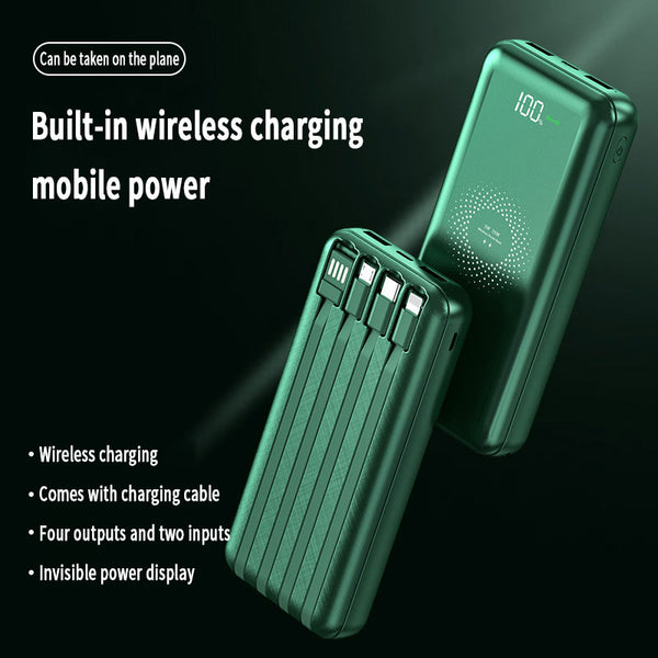 New Ultra Slim 30000mAh Portable Wireless Charger Power Bank With Cables For Travel Camping