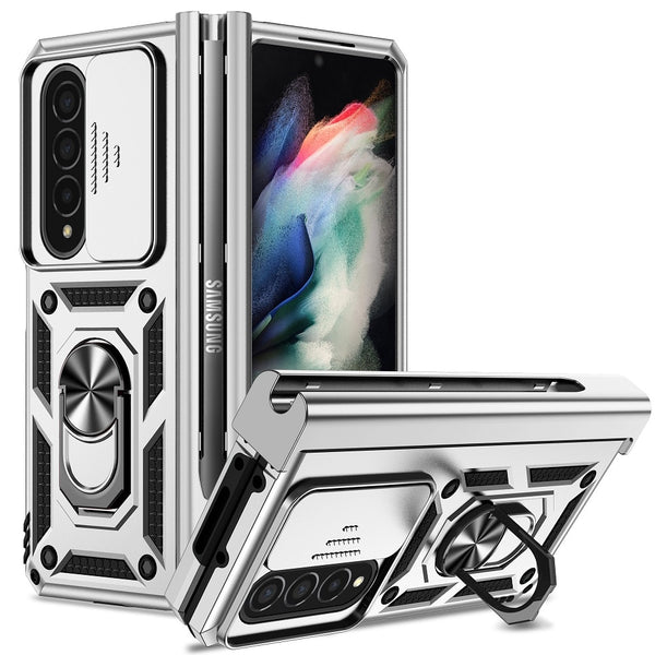 New Ultra Compact Magnetic Protective Bumper Case With Lens Cover Ring Holder Kickstand For Samsung Galaxy Z Fold 4 Series